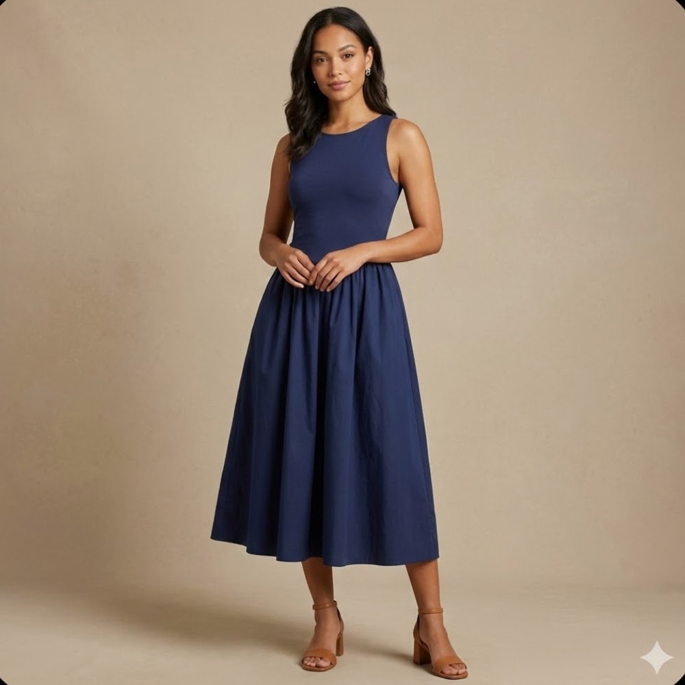 NEW Strut & Bolt Eloise Sleeveless Navy Midi Dress